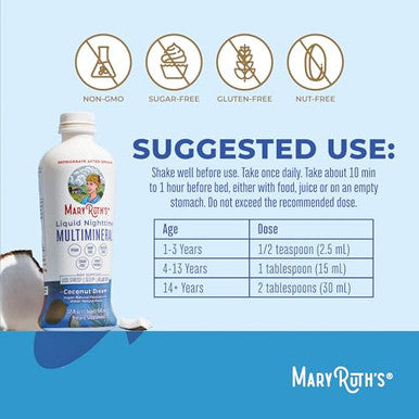 Maryruth's Nighttime Multimineral (Coconut & Multivitamin Liquid + Hair Growth (Peach 32Oz