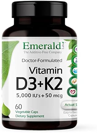 EMERALD LABS Vitamin D3+K2 (60 Caps) and Zinc 25mg (90 Caps) Bone Health Heart Support Immune Support Digestive Health Oxidative Stress Support GlutenFree
