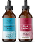 Herbamama Liquid Drops Kit - Bundle Of Cryptolepis Root And Black Elderberry Tincture 4 Fl Oz - Vegan Non-Gmo Sugar & Alcohol- - 2 Pack