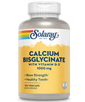 SOLARAY Calcium Bisglycinate Supplement 1000 mg for Women and Men Calcium with Vitamin D3 Bone Strength and Teeth Health Support Chelated Capsules Easy to Digest 120 Veg Cap Count