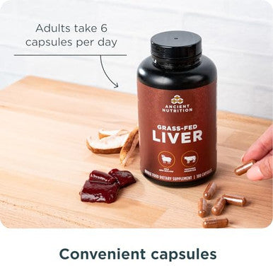 Ancient Nutrition Organ Supplements Grass Fed And Wild Organ Complex Capsules Beef & 180 Ct