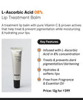 Minimalist Lip Lightening & Brightening Lip Balm | L-Ascorbic Acid 8% With Vitamin E Radianskin & Glycerine | For Women & Men | 0.42 Oz / 12 Gm