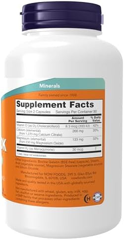 Now Foods Supplements Calmag Dk With Vitamin D3 And Vitamin K2 Supports Bone Health 180 Capsules
