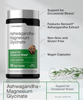 Horbaach Ashwagandha and Magnesium Glycinate 120 Vegan Capsules Support Supplement for Stress NonGMO Gluten Free
