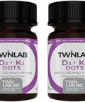 Twinlab Vitamin D3 1000 + K2 Dots - Bone & Heart Health - Immune Support - 25 Mcg 60 Tablets (1000 Iu) (2 Pack)