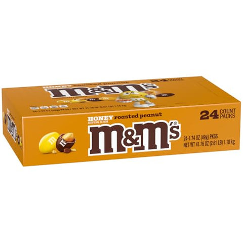 M&M'S Honey Roasted Peanut Milk Chocolate Candy Full Size Salty and Sweet Nutty On the Go Snack, 1.74 oz Pack