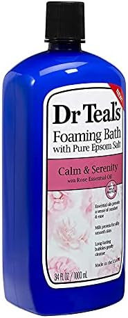 Dr. Teal'S Foaming Bath Variety Set (2 Pack34Oz Ea) - Melatonin Sleep BathCalm & Serenity With Rose Essential Oil -Relieve Stress & Promote A Better Nights Sleep - At Home Spa Kit
