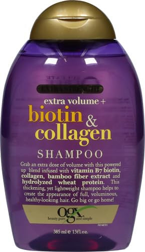 Ogx Thick & Full + Biotin Collagen Extra Strength Volumizing Shampoo With Vitamin B7 Hydrolyzed Wheat Protein For Fine Hair. Sulfate- Surfactants Thicker Fuller Hair 13 Fl Oz (Pack Of 2)