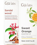 Gya Labs Sandalwood Roll On & Sweet Orange Essential Oil For Diffuser Set - Essential Oils Aromatherapy Roll On With Essential Oil Set - 2X0.34 Fl Oz - Gya Labs