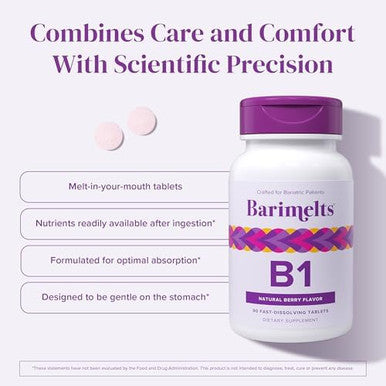 Barimelts Vitamin B1, 90 Fast-Dissolving Tablets (3-Month Supply), Sugar- Bariatric Vitamins For Women, Natural Berry FlavorÃƒÂ¢Ã¢â€šÂ¬Ã¢â‚¬Â¹