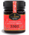 BIOSOTA Organic Manuka Honey MGO 550+ - Medical Grade Manuka Honey from Australia NPA/ULF 15+, 100% Raw Unheated Pure Honey, 8.8oz (550+) (MGO 550+)