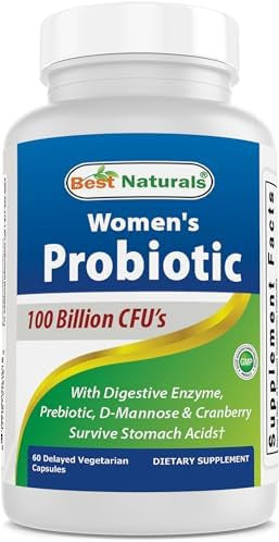 Best Naturals Probiotics For Women 100 Billion Cfu 10 Strains + Prebiotics Fiber + Digestive Enzyme Blend + Women'S Health Herbal Blend Immune Digestive & Gut Health 60 Deleyaed Capsules