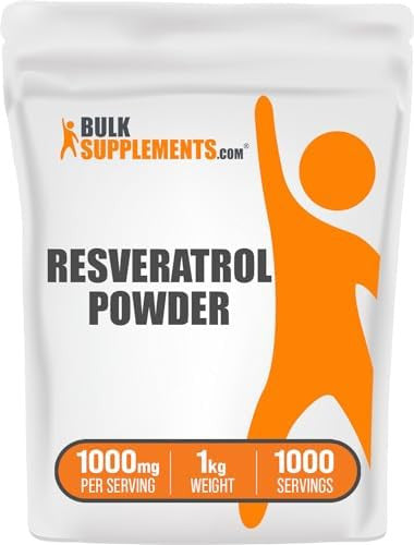 Bulksupplements.Com Resveratrol Powder - Resveratrol Supplement, Polygonum Cuspidatum, Resveratrol 1000Mg - Antioxidant & Gluten Free, 1000Mg Per Serving, 25G (0.88 Oz) (Pack Of 1)