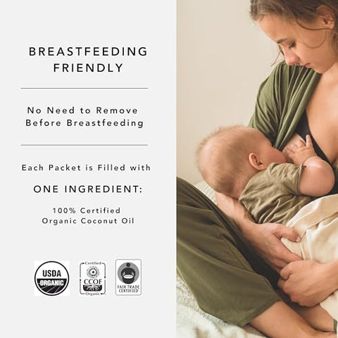 Organic Coconut Oil Packets, Coconut Oil for Lactation, Breastfeeding, Newborns - 10 Pack - Single-Use, Hospital-Trusted Alternative to Lanolin - Conscious Coconut