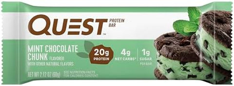 Quest Nutrition Mint Chocolate Chunk Protein Bars, High Protein, Low Carb, Gluten Free, Keto Friendly, 4 Count