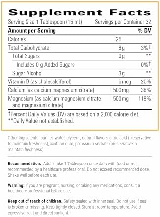 Integrative Therapeutics Liquid Calcium Magnesium Liquid Supplement that Supports Bone Health* Includes Vitamin D3 and a Magnesium Complex GlutenFree and DairyFree Berry 16 oz (32 Servings)