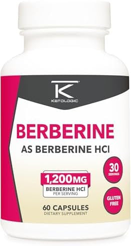 Ketologic Berberine Hcl (1200Mg) 60 Capsules Gluten 30 Servings