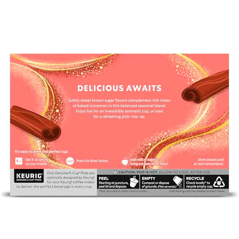 Starbucks K-Cup Coffee Pods, Flavored Hot or Iced Coffee, Brown Sugar Cinnamon, 10 Keurig Pods
