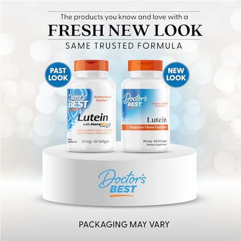 Doctor'S Best Lutein Supplement 20Mg With Zeaxanthin 1Mg - Lutein For Eyes Eye Health Vitamins For Men & Women Vision And Macular Health Support Capsules Marigold Flower Extract 60 Softgels