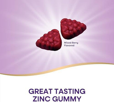 Nature'S Way Zinc Gummies, Daily Immune Support Gummies, 100% Daily Value Zinc Per Gummy, Mixed Berry Flavored, 120 Gummies (Packaging May Vary)