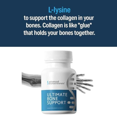 Ultimate Bone Support Supplement Strontium Silica Vitamin K2 And D3 Support Bone Health Bone Strength Non Gmo Gluten Dairy Soy Vegan (60 Tablets)