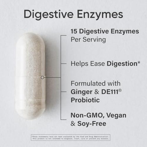 Sports Research Digestive Enzymes With Probiotics & Ginger - Plant Based For Dairy Protein Sugar & Carbs - Non-Gmo Verified & Vegan Friendly (90 Veggie Capsules)