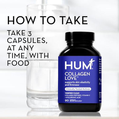 Hum Collagen Love Skin Supplement Collagen Peptides W/Hyaluronic Acid & Vitamin C Supports Firm Skin & Helps Minimize Signs Of Aging Skin Supplements For Women And Men (90Count)