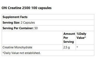 Optimum Nutrition Creatine 2500 Caps 100 Capsules