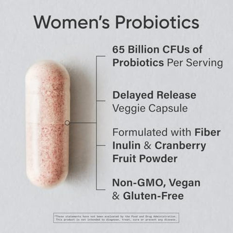 Sports Research Women'S Probiotics With Prebiotics 65 Billion Cfu - Vegan Capsules For Gut Health & Digestive Support Probiotics For Women With Cranberry - Non-Gmo Verified & Gluten Free 30 Count