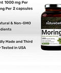 Moringa Capsules Made with Organic Moringa Powder 1000mg Per Serving 200 Counts Strong Antioxidant to Repair Protect Nurture Your Skin Cells and Support Immune System NonGMO