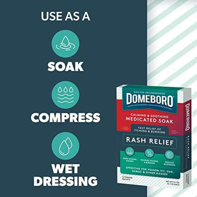 Domeboro Medicated Soak Rash Relief (Burows Solution) 12 Count (Pack Of 1) Packaging May Vary