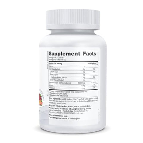 Nordic Naturals Zero Sugar Vitamin B12 Gummies - 2000 Mcg Vitamin B12 Per Gummy Passion Fruit Guava Flavor - 30 Gummies Essential Nutrient Support For Energy Production And Brain Health 30 Servings