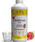 Buried Treasure Childrens Acf Dose Liquid Immune Support For Kids " Elderberry Ecea & Botanicals " Raspberry Flavor 16 Oz With Dose Cup