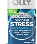 Olly Ultra Strength Goodbye Stress Softgels Gaba Ashwagandha Ltheanine And Lemon Balm Stress Relief Supplement 60 Count