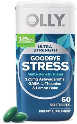 Olly Ultra Strength Goodbye Stress Softgels Gaba Ashwagandha Ltheanine And Lemon Balm Stress Relief Supplement 60 Count