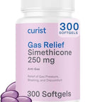 Curist Gas Relief Simethicone 250 Mg Softgels (300 Count) Digestive Relief Bloating Relief & Anti Flatulence Gas Pills For Adults Aids Gas And Bloating Relief (300 Soft Gels)