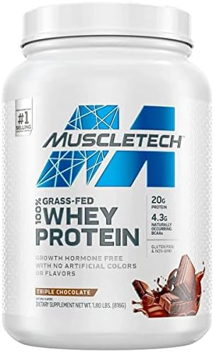 Muscletech Grass Fed Whey Protein Powder Triple Chocolate & Deluxe Vanilla 1.8 Lbs Each