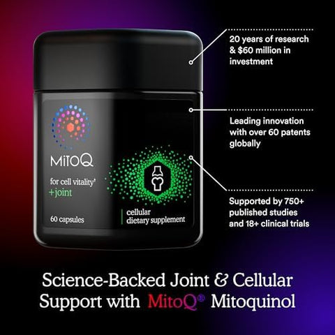 Mitoq +Joint Advanced Coq10 Antioxidant Supplement - Contains Mitoquinol Mesylate & Green Lipped Mussel Omega Oil Extract - Supports Healthy Joint Mobility And Cell Vitality (60 Softgel Capsules)