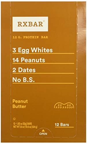 RxBar Peanut Butter Protein Bar, 0.125 Ounce (Pack of 12)