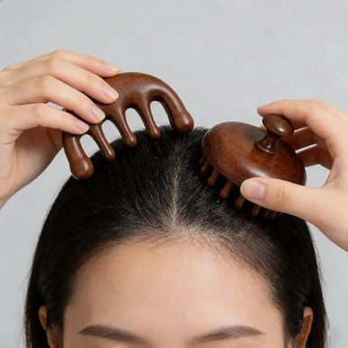 Lycss Scalp Massager For Hair Growth Two-Piece Set-Manual Head Scrubber With Sandalwood Portable Handheld Tool For Scalp Care & Relaxation Stress Relief Brush For Home And Travel Spa Experience