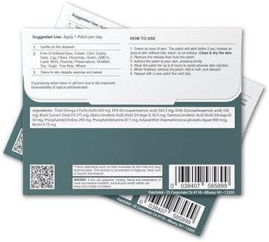 Kids Omega3 Topical Patch By Patchaid 30Day Supply