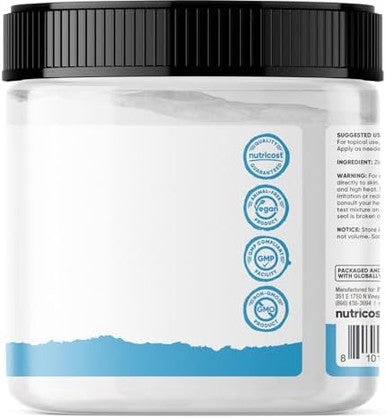 Nutricost Zinc Oxide Powder (500 Grams) 100% Pure No Additives Vegan Nongmo Nutricost Essentials