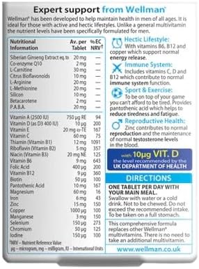 Vitabiotics Wellman Original Vitamin and Mineral Supplement 30S Bundle Vegetarian Tablets By Vitabiotics