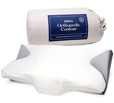 Sutera Dream Deep Contour Memory Foam Pillow Orthopedic Cervical Support For Neck Shoulder And Back Pain Relief Ergonomic Pillow For Side Back And Stomach Sleepers Washable Cover - White+Bag