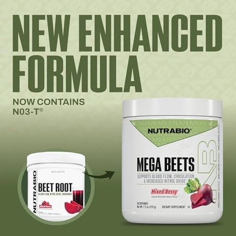 Nutrabio Mega Beets Organic Beet Root Powder Nitric Oxide Superfood No3-T Nitrates And Antioxidants - Supports Performance Circulation Blood Flow Overall Health 30 Servings