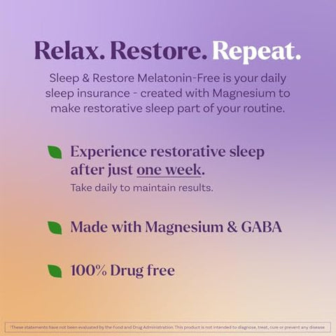 Natrol Sleep & Restore Magnesium Glycinate Blend Gummies Magnesium For Sleep Aids For Adults Melatonin-Free Cherry Flavored 30 Day Supply 60 Gummies (Pack Of 2)