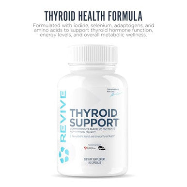 Revive Md Thyroid Support Supplement For Men & Women - Comprehensive Blend Of Nutritents Supports Healthy Thyroid Function With Essential Vitamin Minerals & Herbs (90 Capsules 30 Servings)