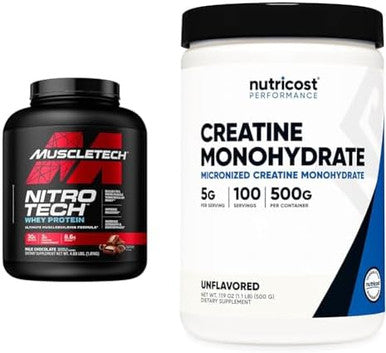 Muscletech Whey Protein Powder (4 Pound) And Nutricost Creatine Monohydrate Micronized Powder 500G Bundle