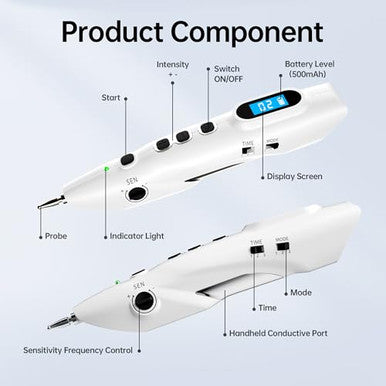 Leawell Electronic Acupuncture Pen Meridian Acupoints Finder Electric Acupressure Point Massage Pulse Therapy Tool For Pain Relief Rechargeable