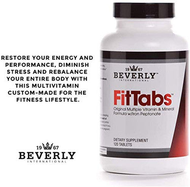Beverly International Fit Tabs Daily Multi-Vitamin Mineral with Iron Peptonate 120 Tablets. (30 Servings) Notice The Difference. Don't Miss Out on The Healthy Benefits Your Mind and Body is Priority.